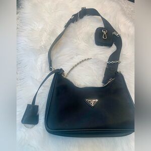 Black Nylon Fashion Crossbody Bag Purse